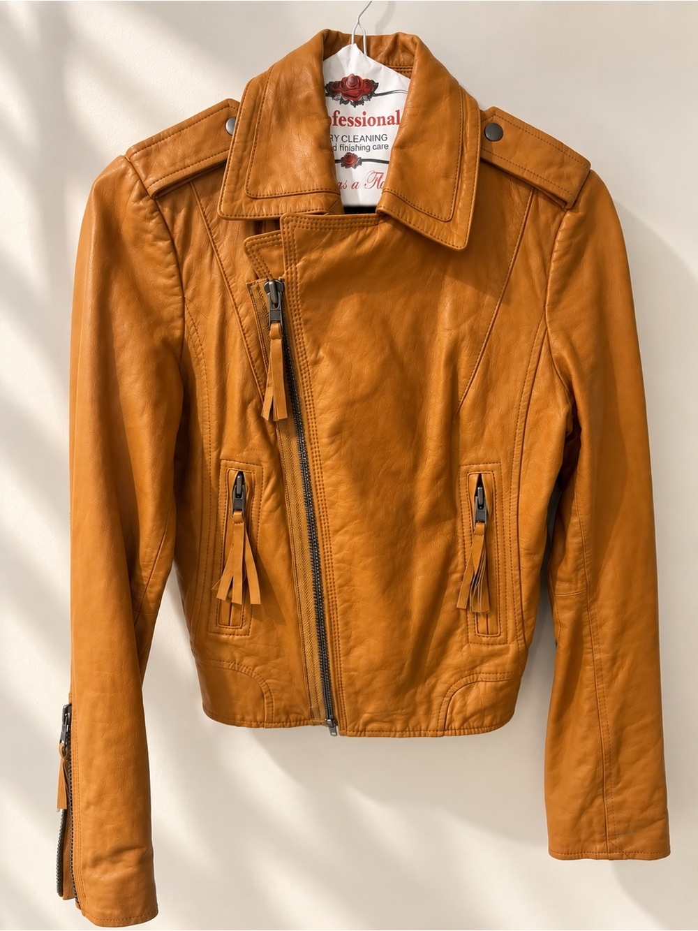 Joie Ailey Lamb Leather Moto Jacket XS Cognac Tan
